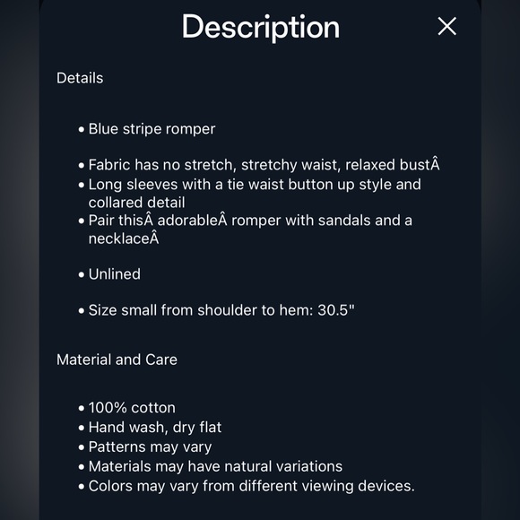 Pink Lily Should’ve Said Blue Stripe Collar Romper - Picture 7 of 15